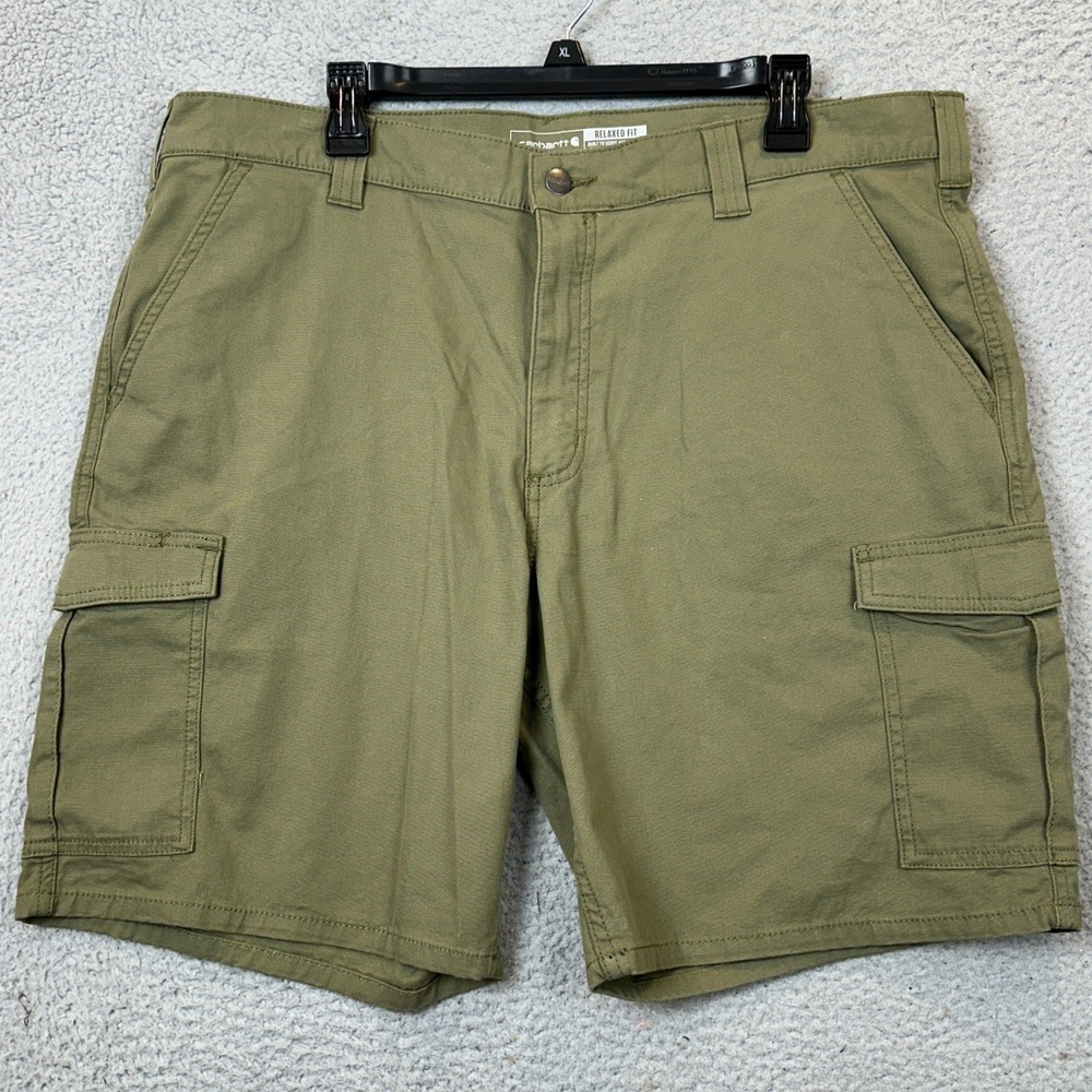 Carhartt Shorts Mens 38 Relaxed Fit Olive Green Rugged Flex Cargo Workwear EUC